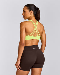 EasyLift™ High Neck Sports Bra with Gray Logo | Citrus Green
