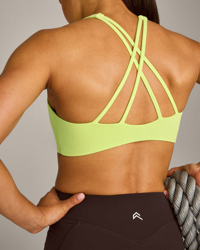 EasyLift™ High Neck Sports Bra with Grey Logo | Citrus Green