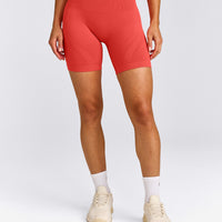 EnhanceLift™ Seamless Shorts with Gray Logo | Dark Charged Coral