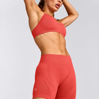 EnhanceLift™ Seamless Shorts with Gray Logo | Dark Charged Coral