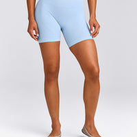 EnhanceLift™ Seamless Shorts with Gray Logo | Powdered Blue