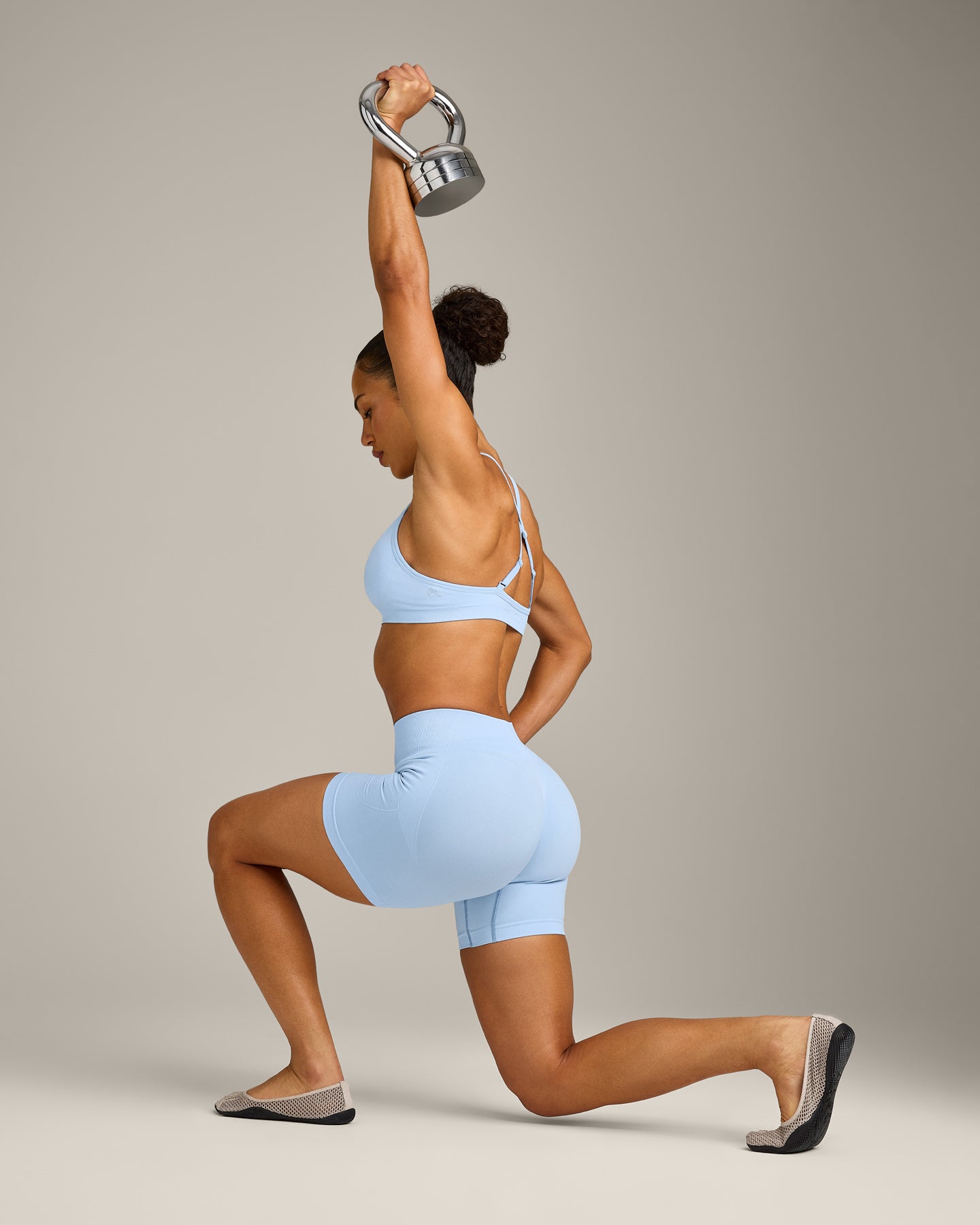 EnhanceLift™ Seamless Shorts with Grey Logo | Powdered Blue
