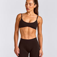 EnhanceLift™ Seamless Minimal Bralette with Gray Logo | 70% Cocoa