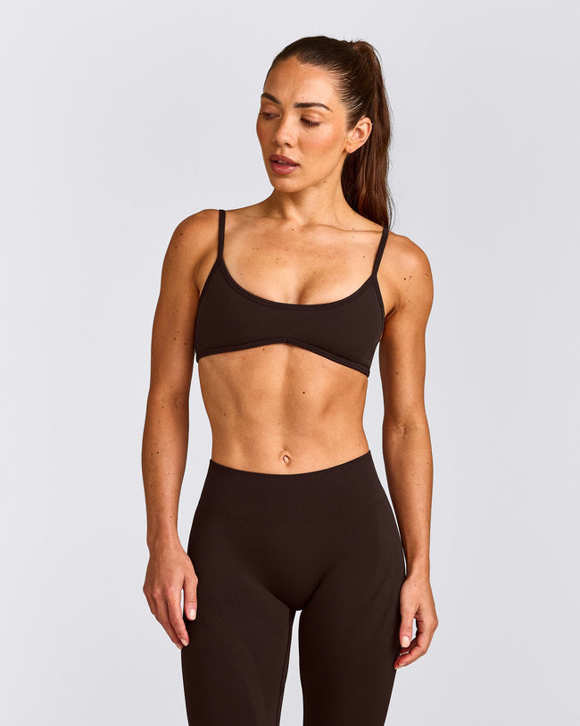 EnhanceLift™ Seamless Minimal Bralette with Gray Logo | 70% Cocoa