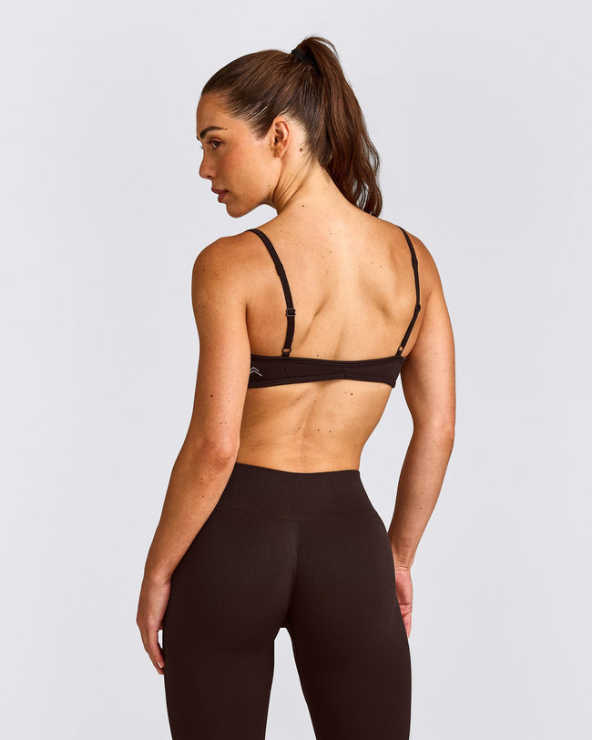 EnhanceLift™ Seamless Minimal Bralette with Gray Logo | 70% Cocoa