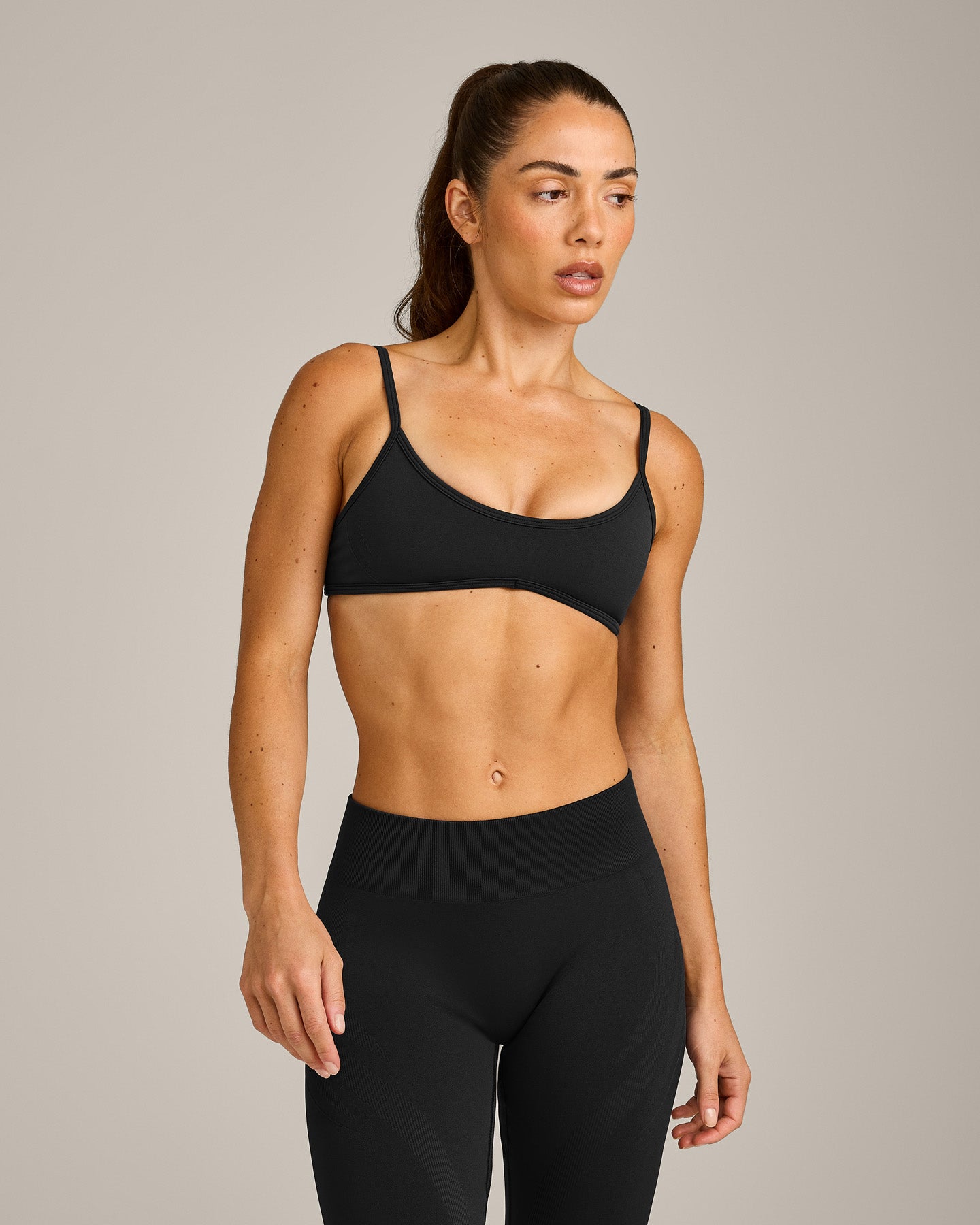 EnhanceLift™ Seamless Minimal Bralette with Grey Logo | Black