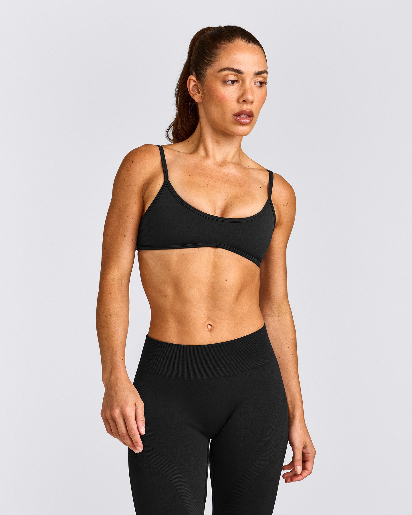 EnhanceLift™ Seamless Minimal Bralette with Gray Logo | Black