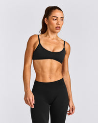 EnhanceLift™ Seamless Minimal Bralette with Gray Logo | Black