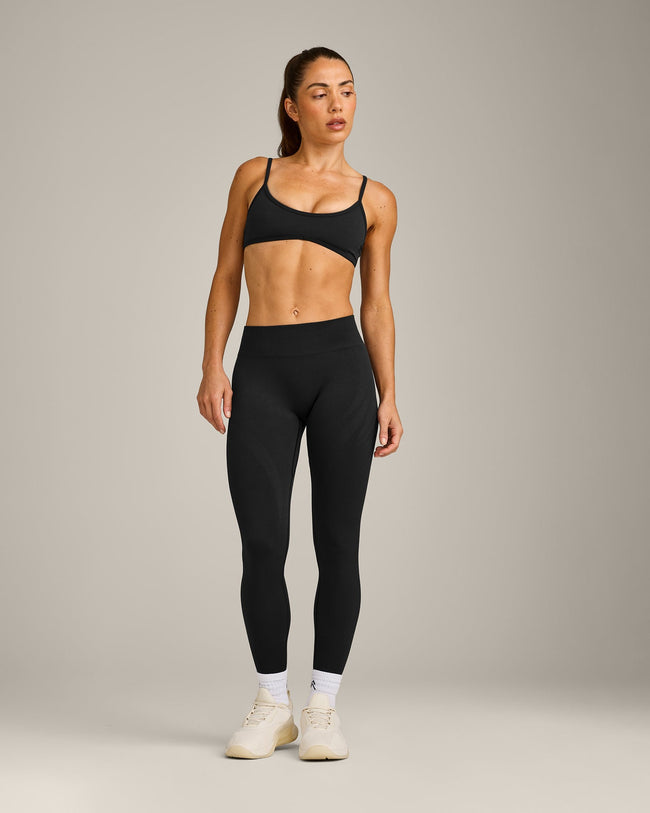 EnhanceLift™ Seamless Minimal Bralette with Grey Logo | Black