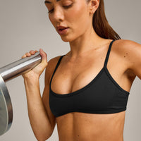 EnhanceLift™ Seamless Minimal Bralette with Grey Logo | Black