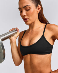 EnhanceLift™ Seamless Minimal Bralette with Gray Logo | Black