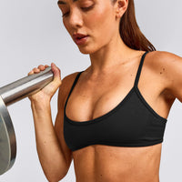 EnhanceLift™ Seamless Minimal Bralette with Gray Logo | Black