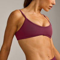 EnhanceLift™ Seamless Minimal Bralette with Grey Logo | Burnt Maroon Red