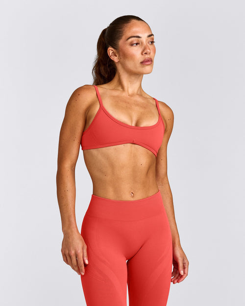 EnhanceLift™ Seamless Minimal Bralette with Gray Logo | Dark Charged Coral