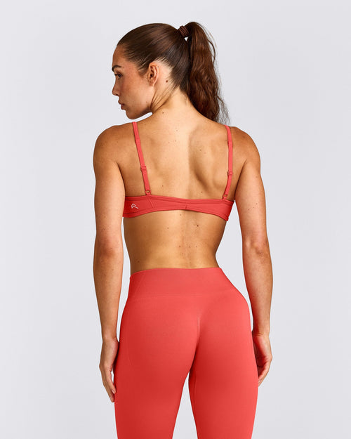 EnhanceLift™ Seamless Minimal Bralette with Gray Logo | Dark Charged Coral