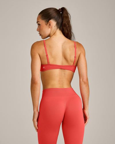EnhanceLift™ Seamless Minimal Bralette with Grey Logo | Dark Charged Coral