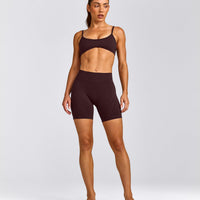 EnhanceLift™ Seamless Minimal Bralette with Gray Logo | Plum Brown