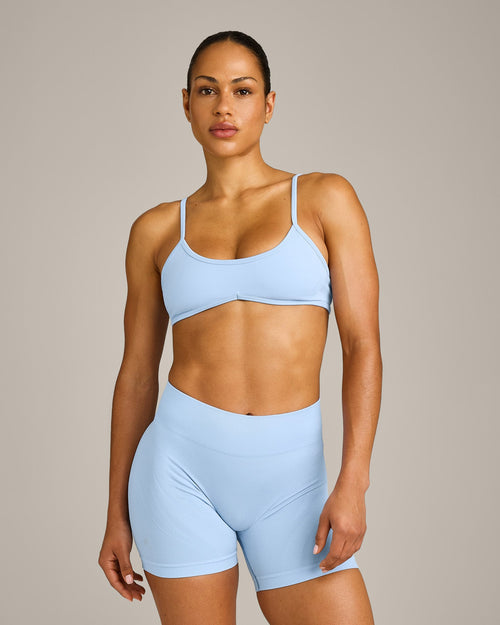EnhanceLift™ Seamless Minimal Bralette with Grey Logo | Powdered Blue