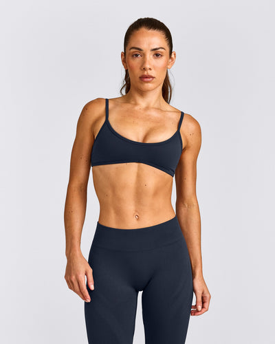 EnhanceLift™ Seamless Minimal Bralette with Gray Logo | True Blue