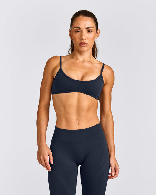 EnhanceLift™ Seamless Minimal Bralette with Gray Logo | True Blue