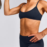 EnhanceLift™ Seamless Minimal Bralette with Gray Logo | True Blue