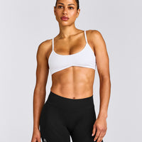 EnhanceLift™ Seamless Minimal Bralette with Gray Logo | White