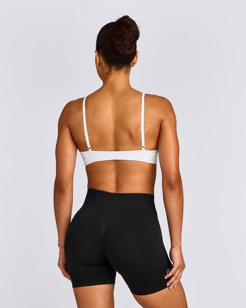 EnhanceLift™ Seamless Minimal Bralette with Gray Logo | White