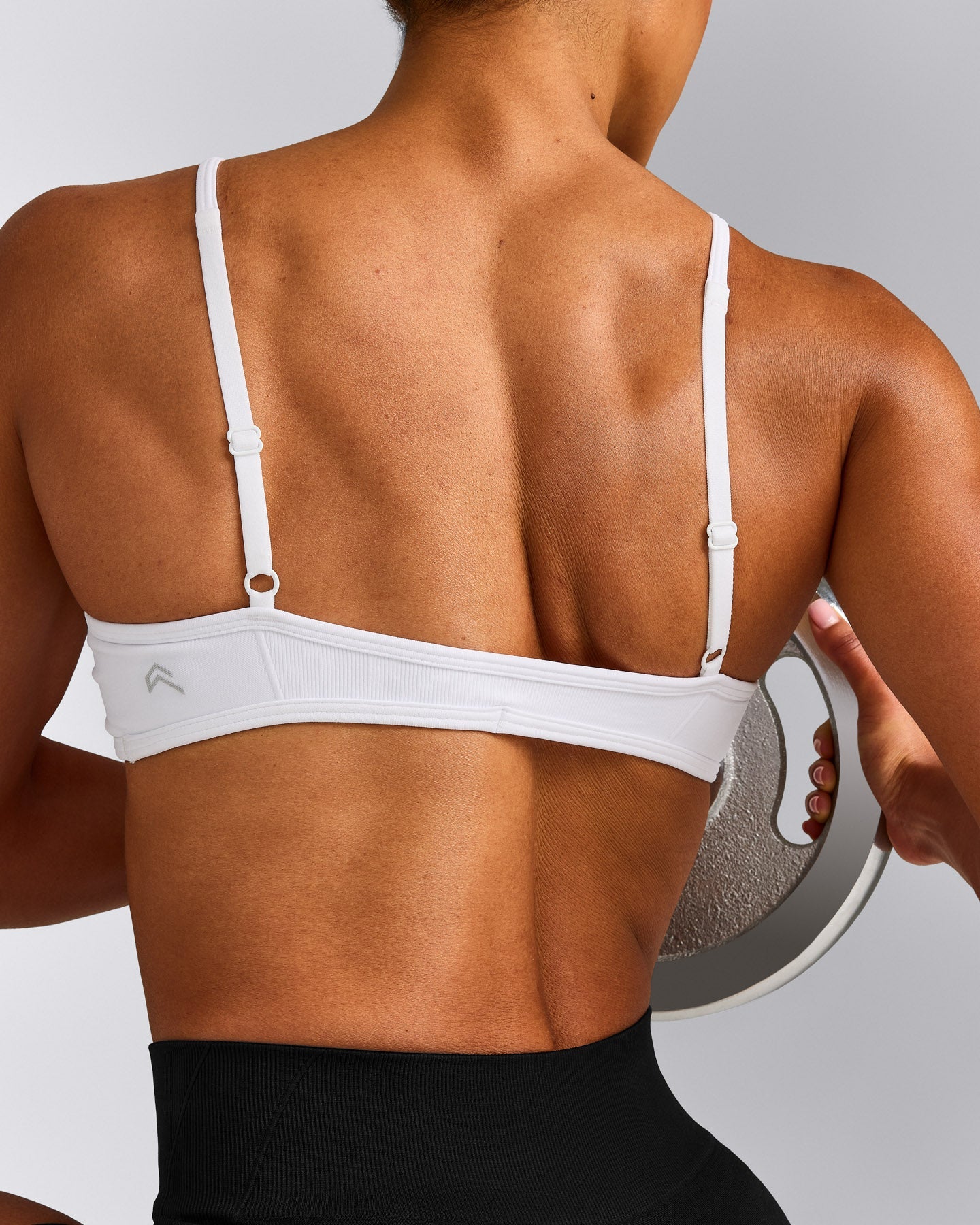 EnhanceLift™ Seamless Minimal Bralette with Gray Logo | White