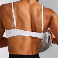 EnhanceLift™ Seamless Minimal Bralette with Gray Logo | White