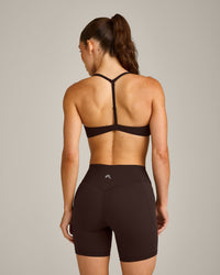 UnifiedMove™ T Back Minimal Bralette with Reflective Logo | 70% Cocoa