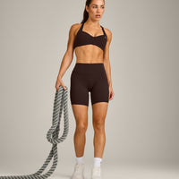 UnifiedMove™ T Back Minimal Bralette with Reflective Logo | 70% Cocoa