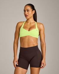 UnifiedMove™ T Back Minimal Bralette with Reflective Logo | Citrus Green