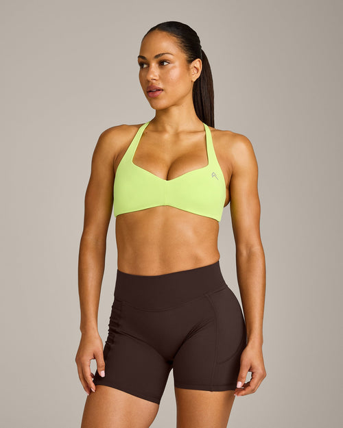 UnifiedMove™ T Back Minimal Bralette with Reflective Logo | Citrus Green
