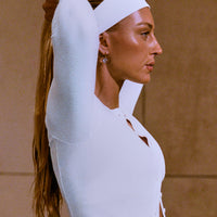 SoftMotion™ Headband with Grey Logo | White