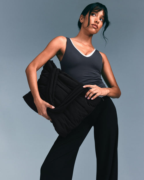 SoftMotion™ Straight Leg Trousers with Gray Logo | Black