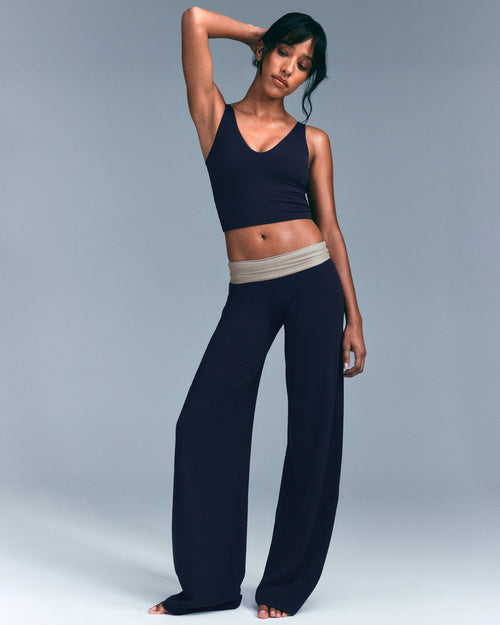 SoftMotion™ Straight Leg Trousers with Gray Logo | True Blue