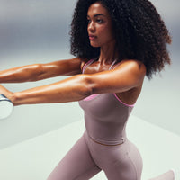 SoftMotion™ Strappy Halter Neck Mid Tank Top with Built in Bra Shelf New Branding | Dusty Purple