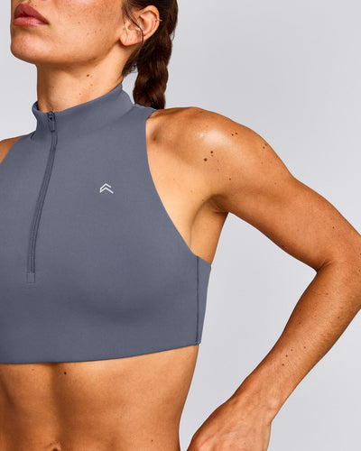 EasyLift™ Zip High Neck Sports Bra New Branding | Dark Granite Blue