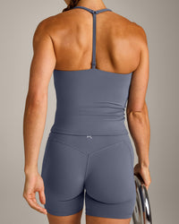 UnifiedMove™ T Back Mid Vest with Built in Bra Shelf New Branding | Granite Blue