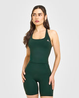 Timeless Square Neck Mid Vest with White Logo | Racing Green