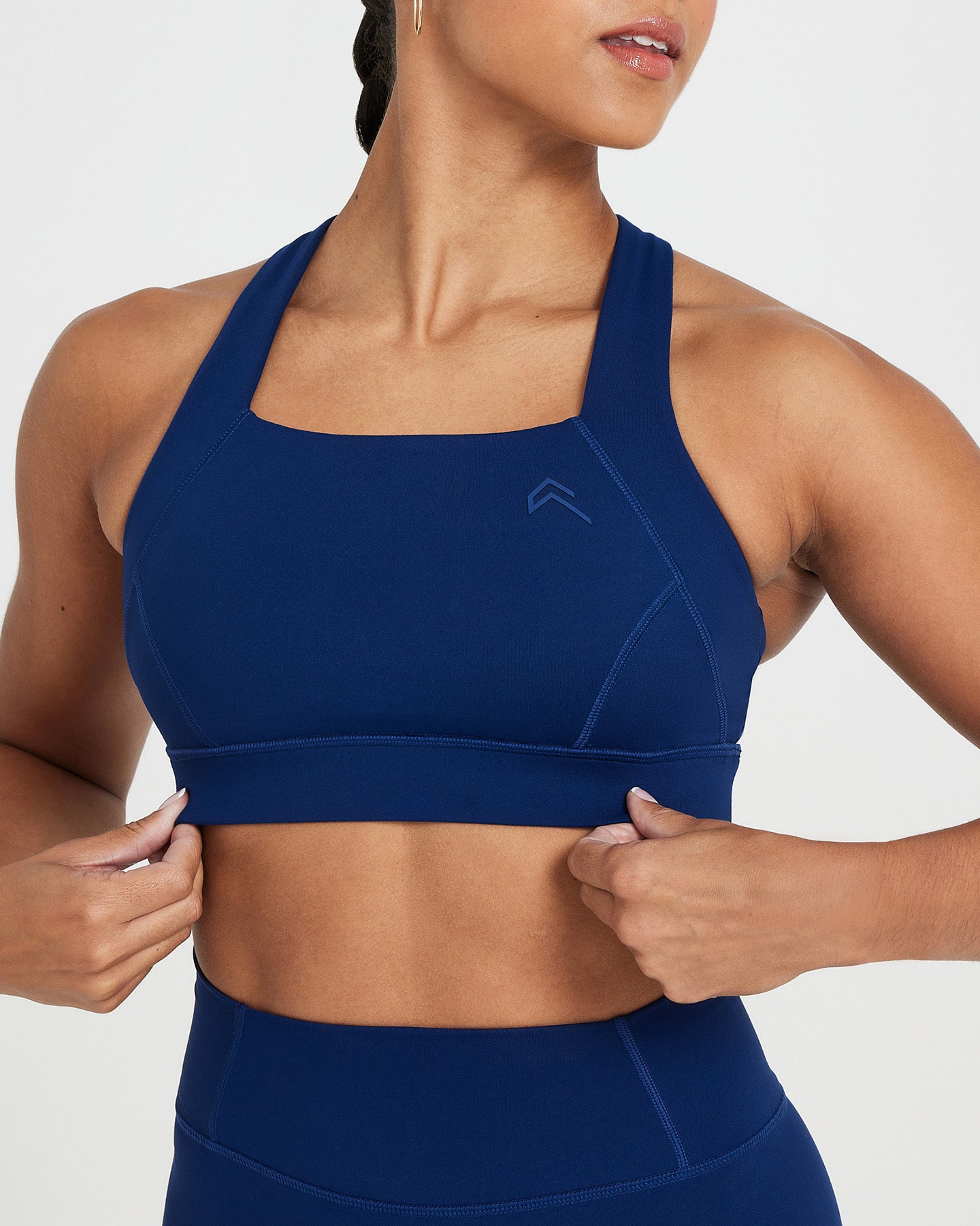 Slanted Halter Neck Ribbed Sports Bra in Navy - Retro, Indie and Unique  Fashion