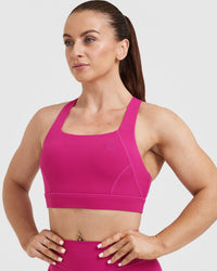 Timeless Wide Strap Sports Bra | Fuchsia