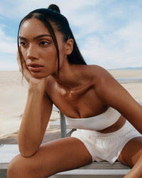 UnifiedMove™ Micro Bandeau Bralette with Reflective Logo | Marshmallow White