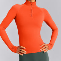 Oner Seamless Mid Weight Fitted 1/2 Zip Long Sleeve Top | Energy Orange