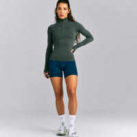 Oner Seamless Mid Weight Fitted 1/2 Zip Long Sleeve Top | Shadow Green