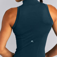 Oner Seamless Mid Weight Fitted 1/2 Zip Tank | Washed Oil Blue