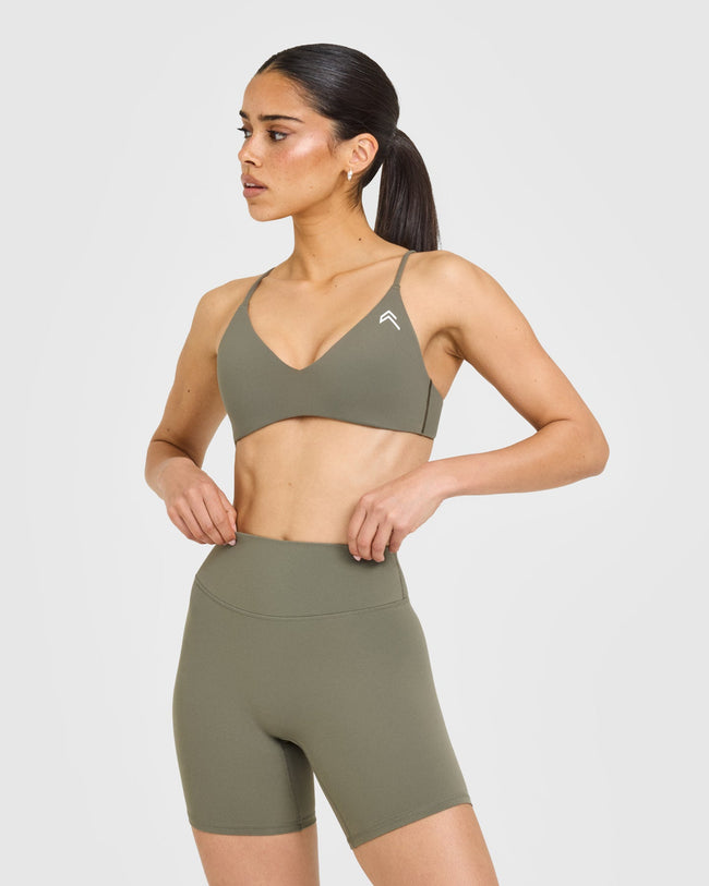 EasyLift™ Ultra Minimal Bralette with White Logo | Alpine Green