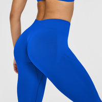 EnhanceLift™ Seamless Leggings with White Logo | Cobalt Blue