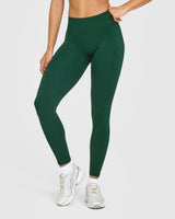 EnhanceLift™ Seamless Leggings with White Logo | Racing Green