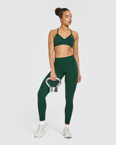 EnhanceLift™ Seamless Leggings with White Logo | Racing Green